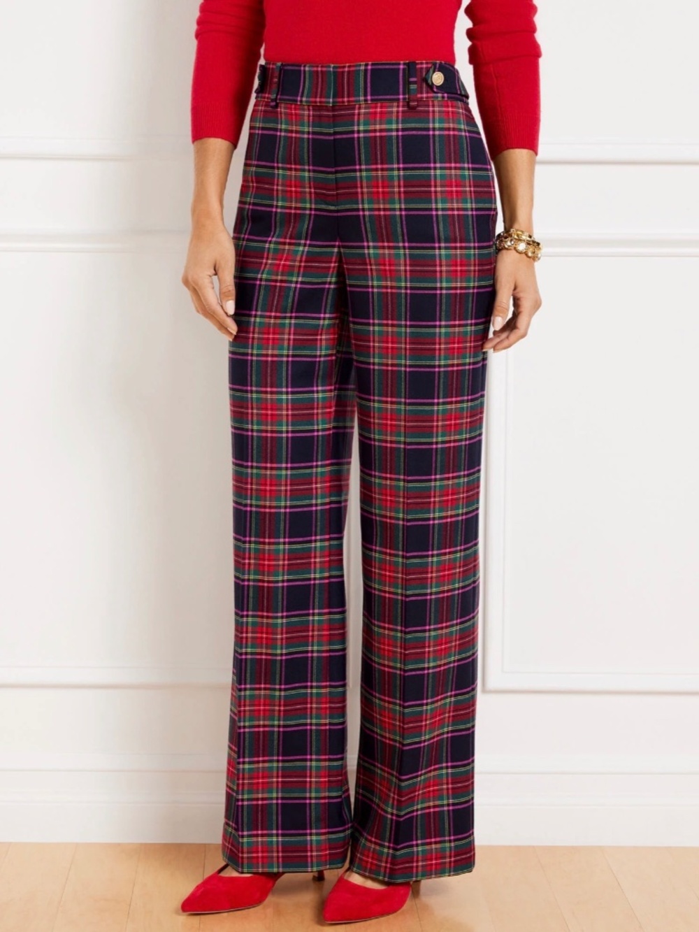 Talbots Greenwich Wide Leg Pants - Dashing Plaid - size 16W